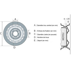 Roue complète S002545 145x80R10 4TR 85x115 Déport 0 - Latour Remorques